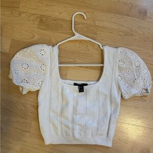 White Puff Sleeve Women's Top